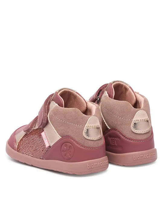 Kids Sneakers High with Hoop & Loop Closure Burgundy