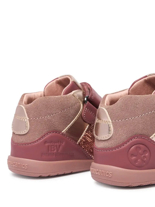 Kids Sneakers High with Hoop & Loop Closure Burgundy