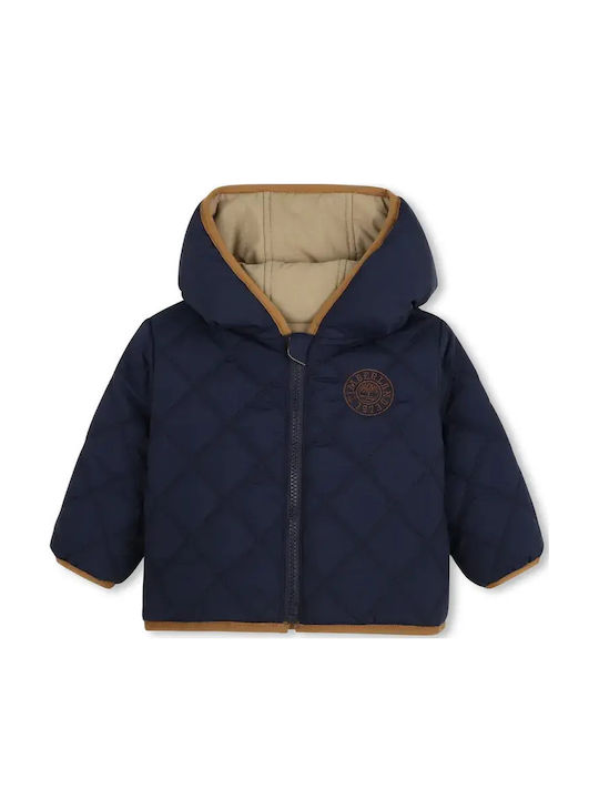 Kids Casual Short Double Sided Jacket Blue-Beige