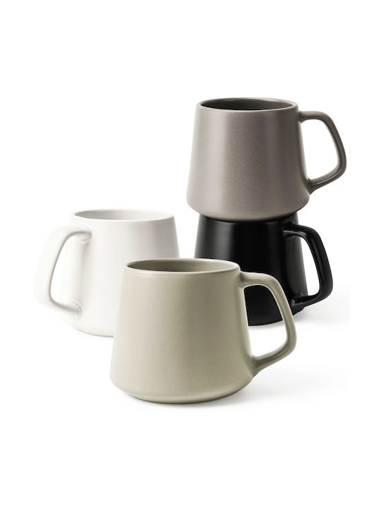 Miamio Collection Kaffeetasse Keramik Grau 420ml 4 Stück