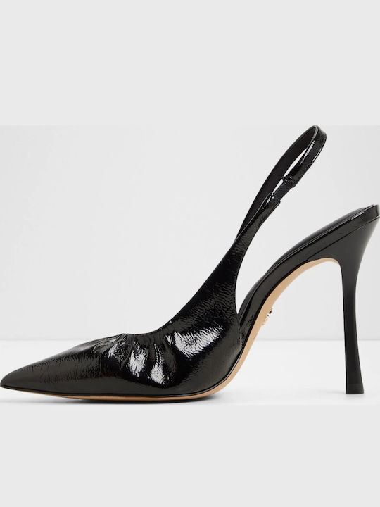 Leather Pointed Heels with High Heel Black