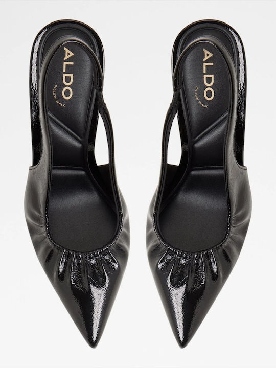 Leather Pointed Heels with High Heel Black