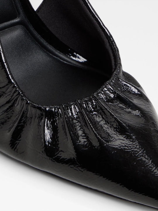 Leather Pointed Heels with High Heel Black