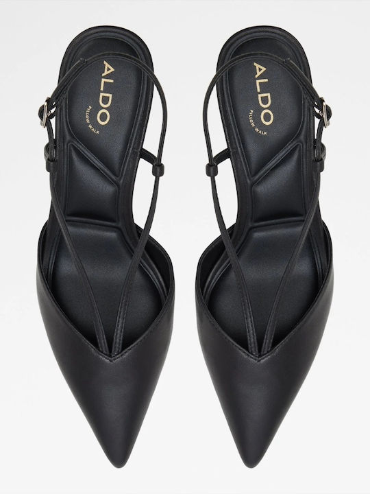 Leder Pumps mit Mittelhohem Absatz Schwarz