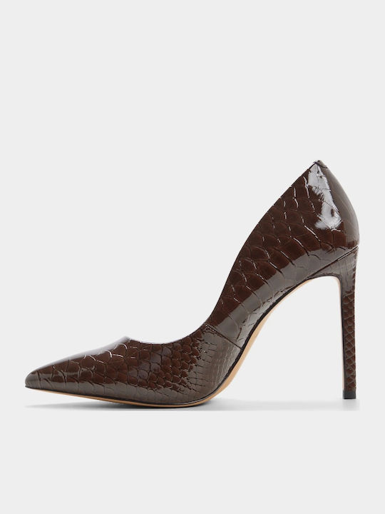 Pointed Toe Heels with Low Heel Animal Print Brown