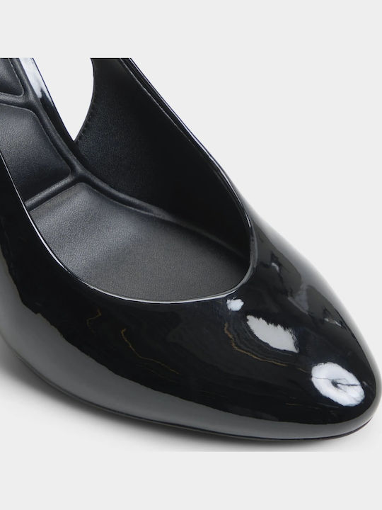 Patent Leather Heels with Strap Black
