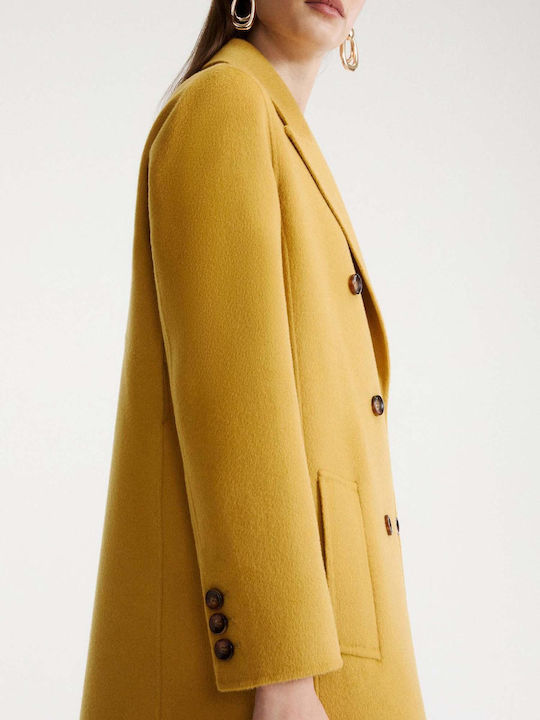 Women's Yellow Wool Coat