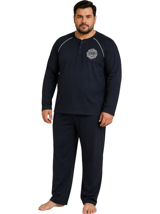 Rimoli Plus Size Winter Men's Pyjamas Blue Black