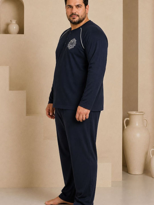 Rimoli Plus Size Winter Men's Pyjamas Blue Black