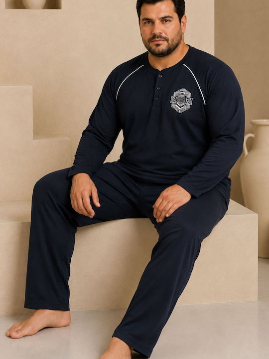 Rimoli Plus Size Winter Men's Pyjamas Blue Black
