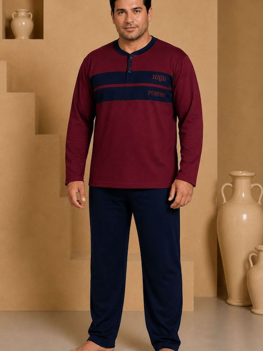 Rimoli Plus Size Χειμερινή Ανδρική Πιτζάμα Μπορντο Rimoli Plus Size Χειμερινή Ανδρική Πιτζάμα Μπορντο