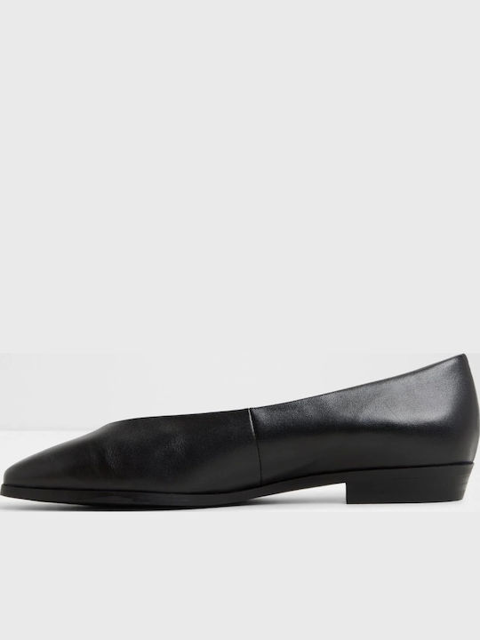 Leder Damen Ballerinas Spitz zulaufend Schwarz