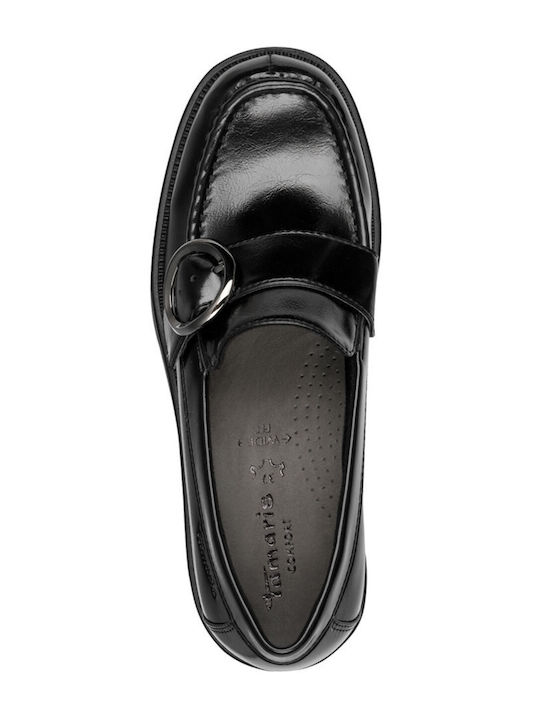 Lackleder Damen Mokassins in Schwarz Farbe