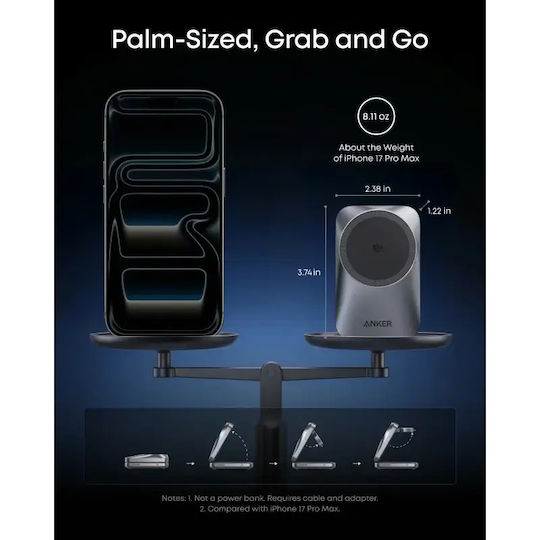 Anker Încărcător Wireless Qi2 25W Negru (3in1 Prime MagGo)