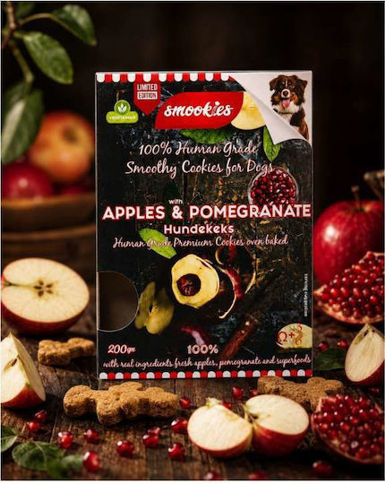 Smookies Бисквити за кучета с Ябълка, Нар, Билки, Мед, Яйца, Зехтин, Месо и Плодове 200gr