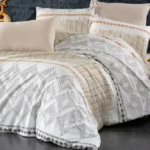 Set Huse Pentru Pilote Bumbac Satinat 200x220cm Dublu Cu 2 Fețe De Pernă și 1 Cearșaf
