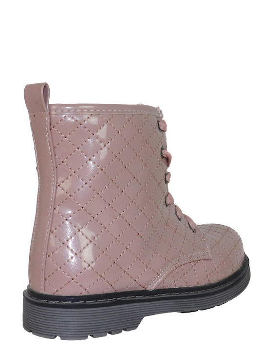 Kids Military Boots with Laces Orange