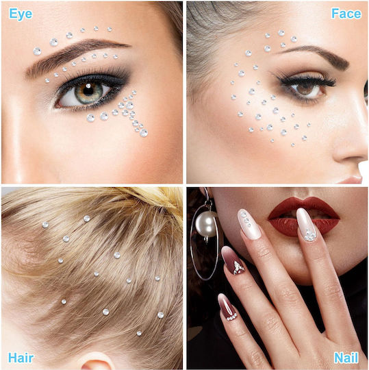 Body Nail Stickers 3D Silver Rhinestones Collection 170 156 Pieces 14omo3