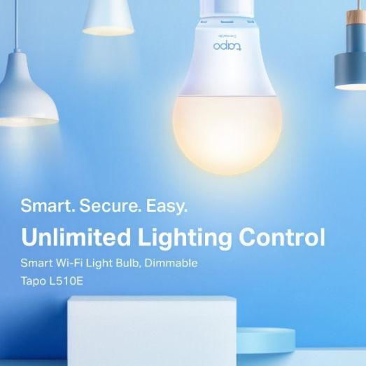 TP-LINK Becuri inteligente Tapo L510e v3 LED 8.7W pentru Dulie E27 Alb Cald 806lm Reglabil în intensitate 2 bucăți