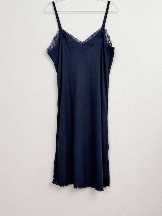Cootaiya Summer Women's Robe with Nightgown Navy Blue