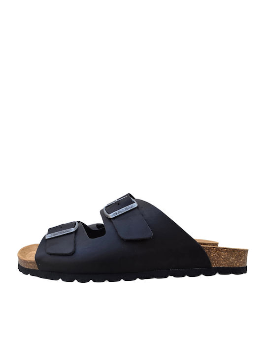 Leder Flache Sandalen Für Damen Schwarz