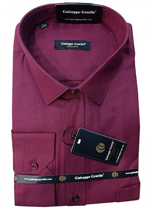 Long Sleeve Cotton Shirt Burgundy