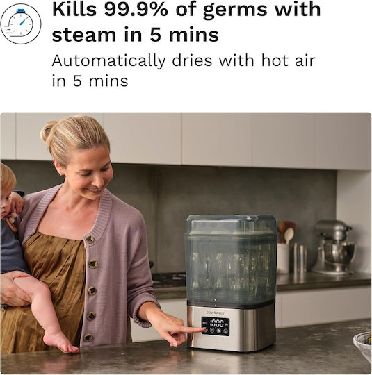 Baby Brezza SuperQuick 10 Електрически Бебешки Стерилизатор за Бебешко Шише Stainless Steel