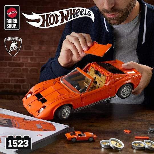 Mattel Building Blocks Brick Shop Hot Wheels ’71 Lamborghini Miura P400 Sv 1523 Pieces