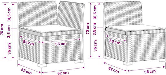 Set Camera De Zi Pentru Exterior 2 Piese Maro Cu Perne