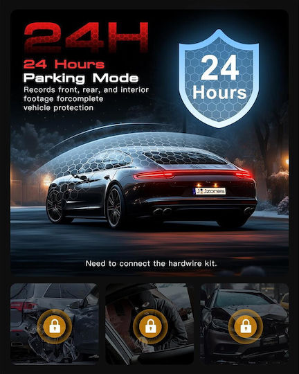 Jzones V630 Set Cameră DVR Auto 4K cu Ecran 2.4" Bluetooth Wi-Fi GPS și Cameră Oglindă Spate
