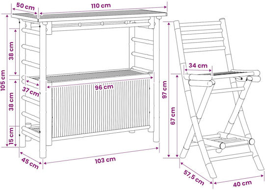 vidaXL Outdoor Bar Set 3 Pieces
