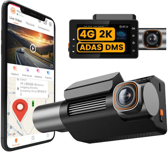 iSEN K5000 Set Cameră DVR Auto 1440P cu Ecran 3" Wi-Fi, GPS și Cameră Oglindă Spate