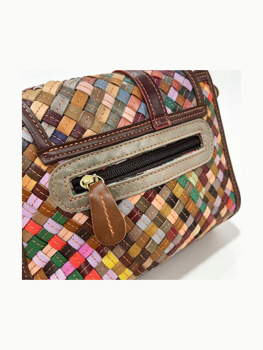 Leder Damen Schultertasche Croco Mehrfarbige