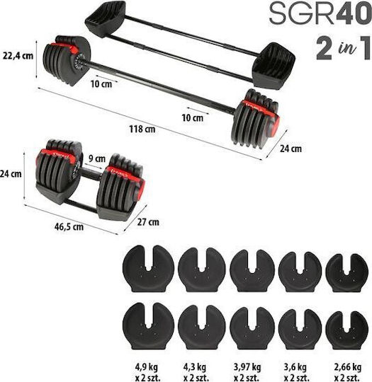 HMS Hantelset 2x 21.5kg Verstellbar im Fall