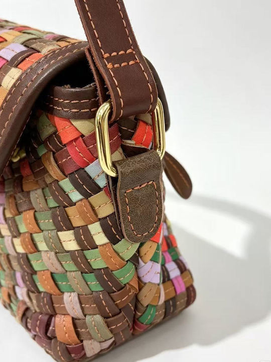 Leder Damen Schultertasche Croco Mehrfarbige
