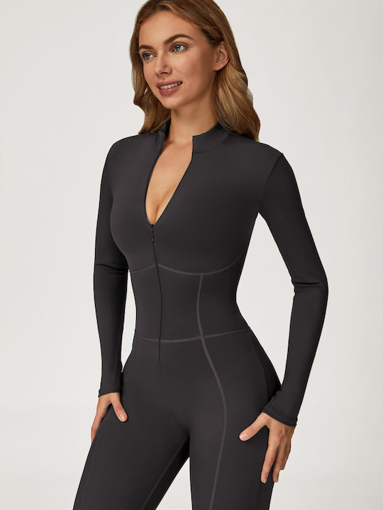 Γυναικεία Μακρυμάνικη Ολόσωμη Φόρμα Dark Grey