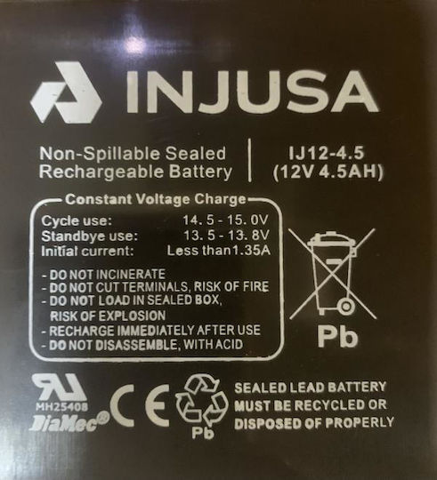 Rechargeable Battery Injusa Inj27004 12v 4.5 Ah