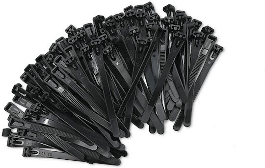 Wiederverwendbarer Kabelbinder Selbstsperrend Qoltec 7,2 × 100 mm UV-beständiges Nylon Schwarz