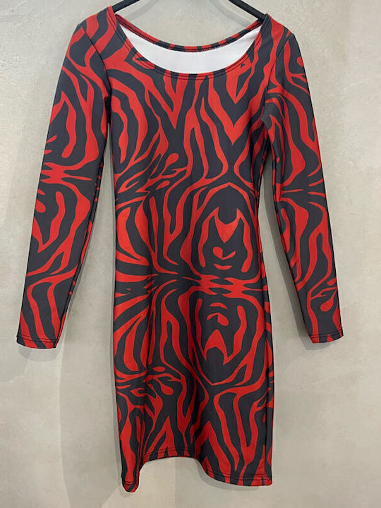 Midi Rochie Roșu, Cenușiu