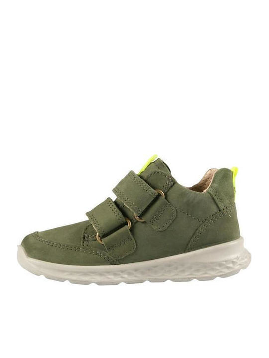 Gore-tex Leather Kids Boots with Hoop & Loop Closure Green