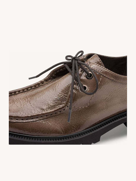 Women's Patent Leather Oxfords in Grey Colour