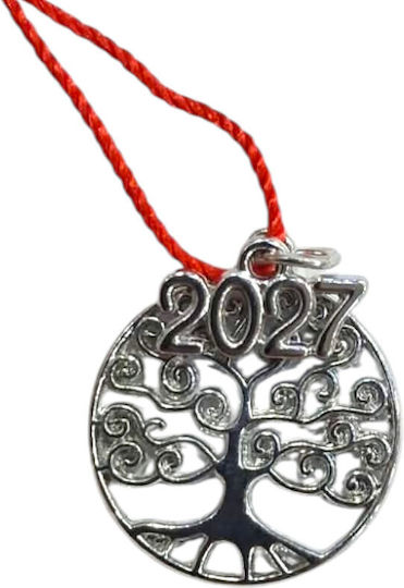 Kalliopi Silver Handmade Hanging New Year's Lucky Charm Little Silver Tree 2027 3x3cm