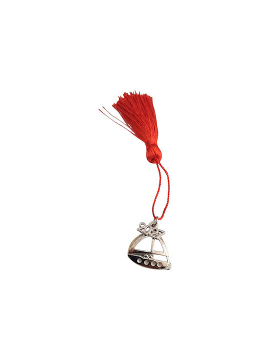 Kalliopi Silver Handmade Hanging New Year's Lucky Charm Boat Silver 2027 2x2cm