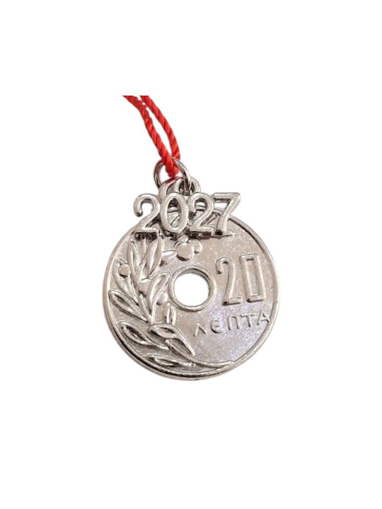 Kalliopi Silver Handmade Hanging Constantinato Silver New Year's Lucky Charm 2027 2.5x2.5cm