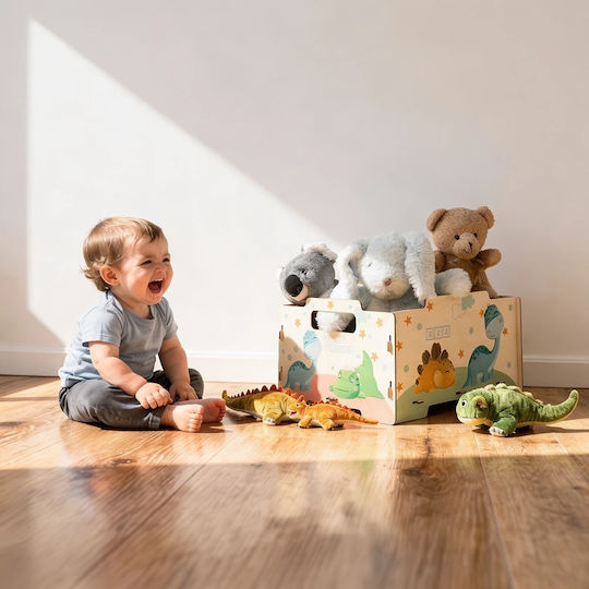 Ango Kinder Holz Aufbewahrungsbox Baby Dinos Orange 26.5x34.5x18.5cm 2 Stück