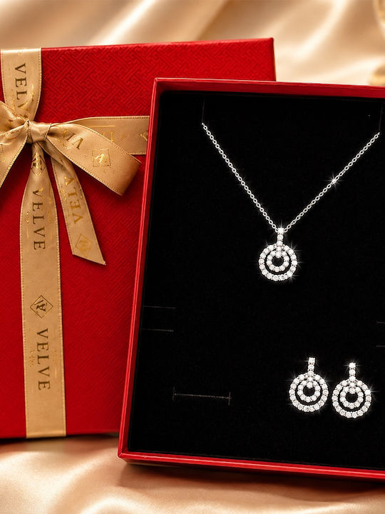Velve Velve Schmuckset mit Ohrringen und Anhänger aus Silber mit Steinen