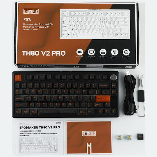 Epomaker TH80 V2 Безжично Гейминг Механично Клавиатура 75% с RGB Осветление (Английско US)