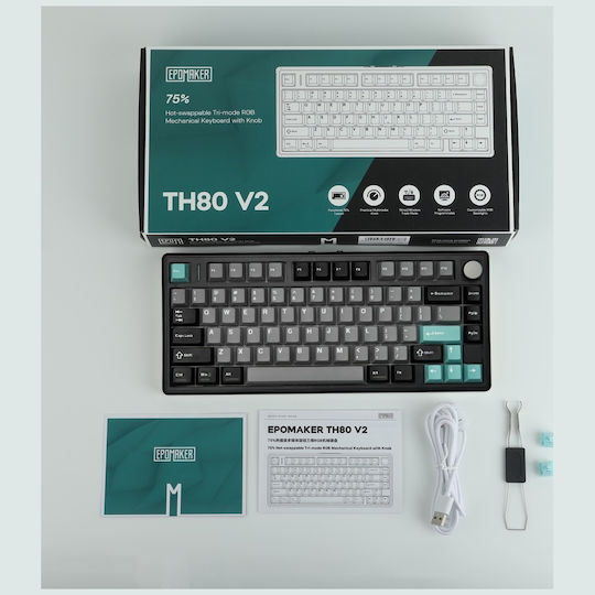 Epomaker TH80 V2 Pro Безжична Гейминг Инженеринг Клавиатура 75% с Custom управление и RGB осветление Международен английски