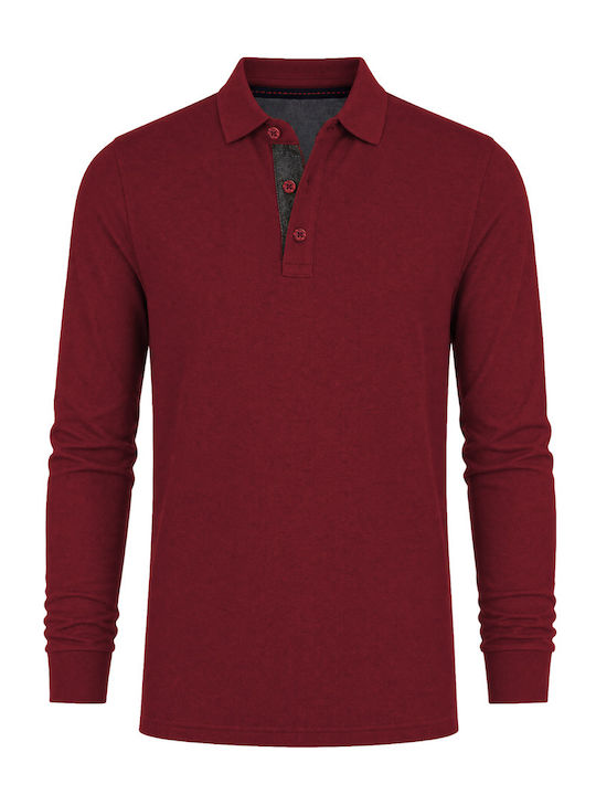Polo Langarmbluse Burgundisch