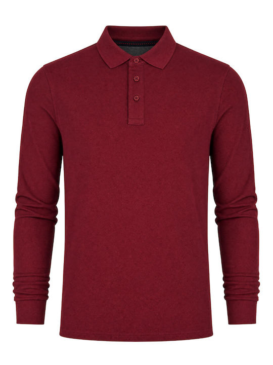 Polo Langarmbluse Burgundisch